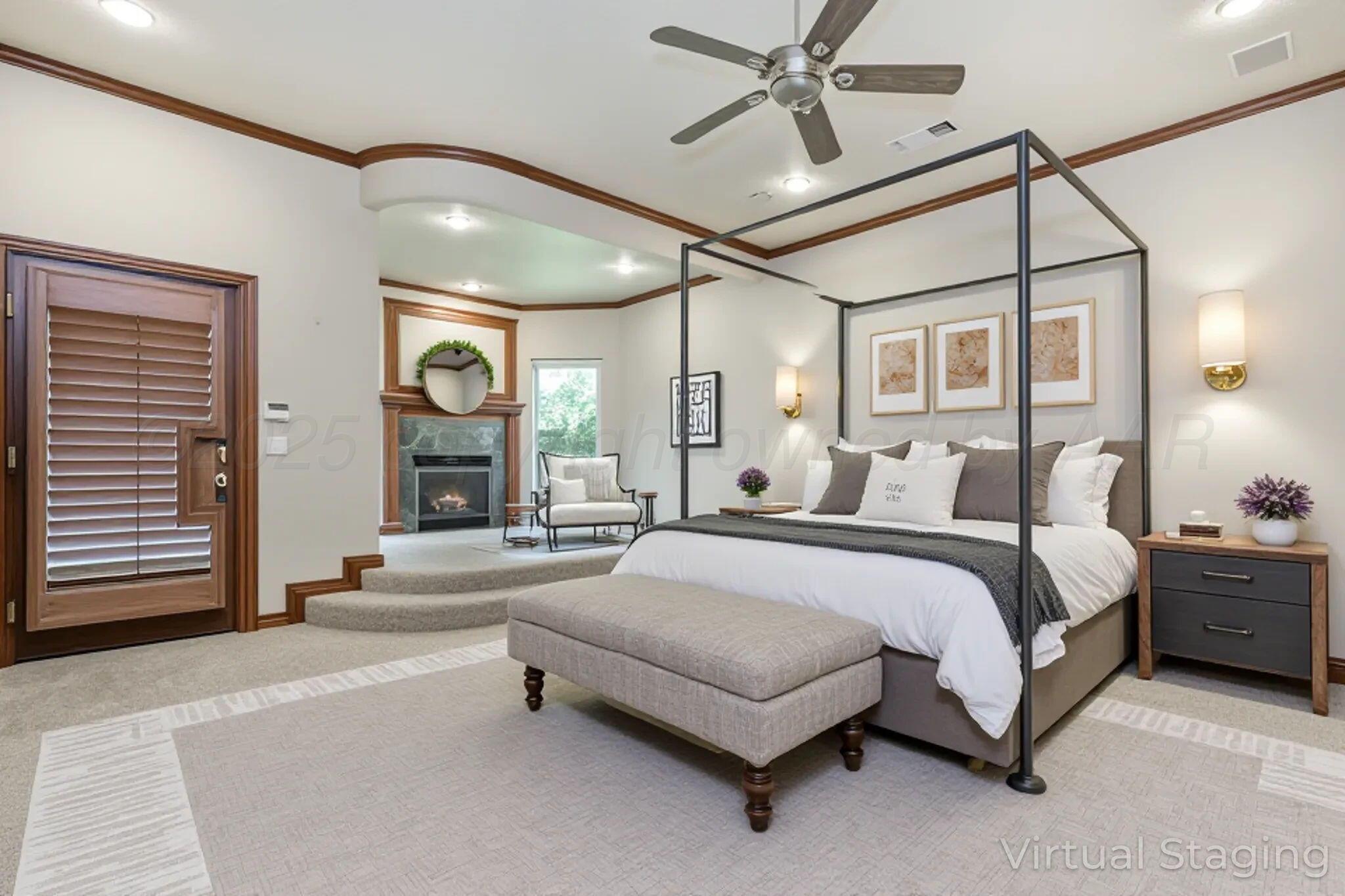 7408 Park Ridge Drive Amarillo, TX 79119 - Photo 22 of 51 a spacious bedroom with a large bed and a chandelier