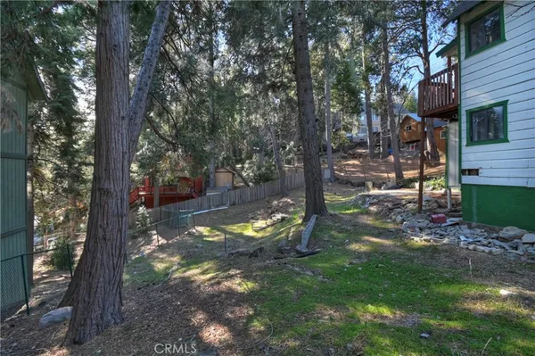 a view of a yard with a tree