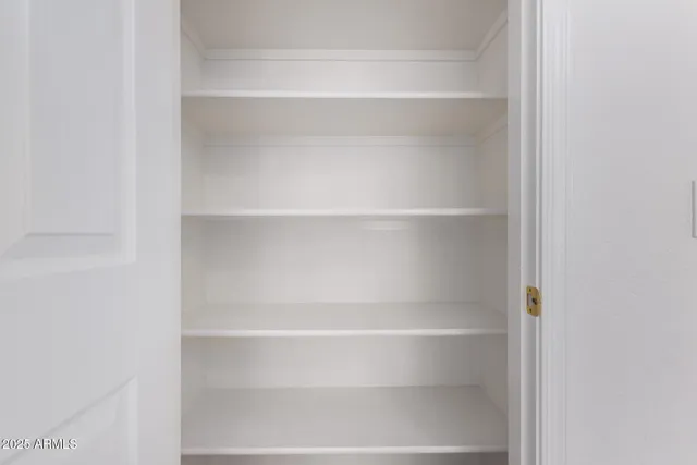 a view of an empty walk in closet