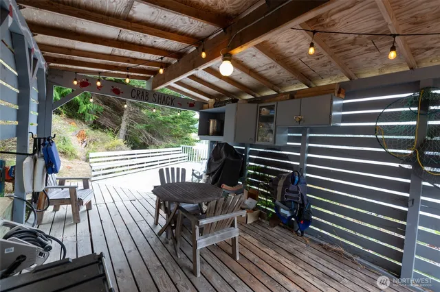 a view of deck with seating area