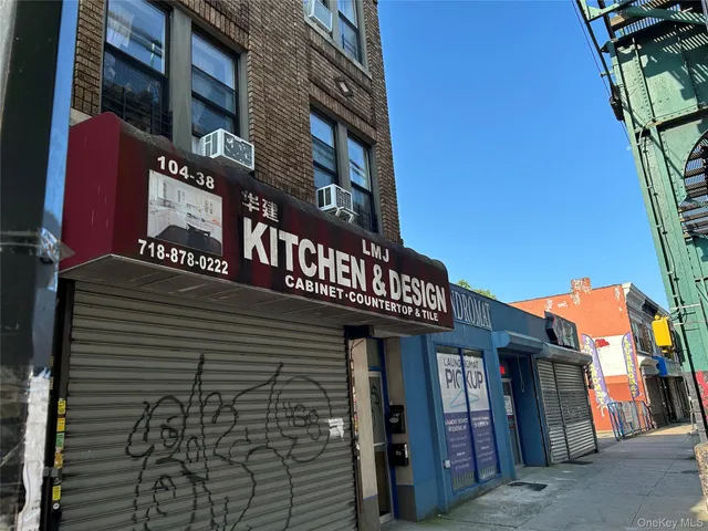 a view of a building and a street light