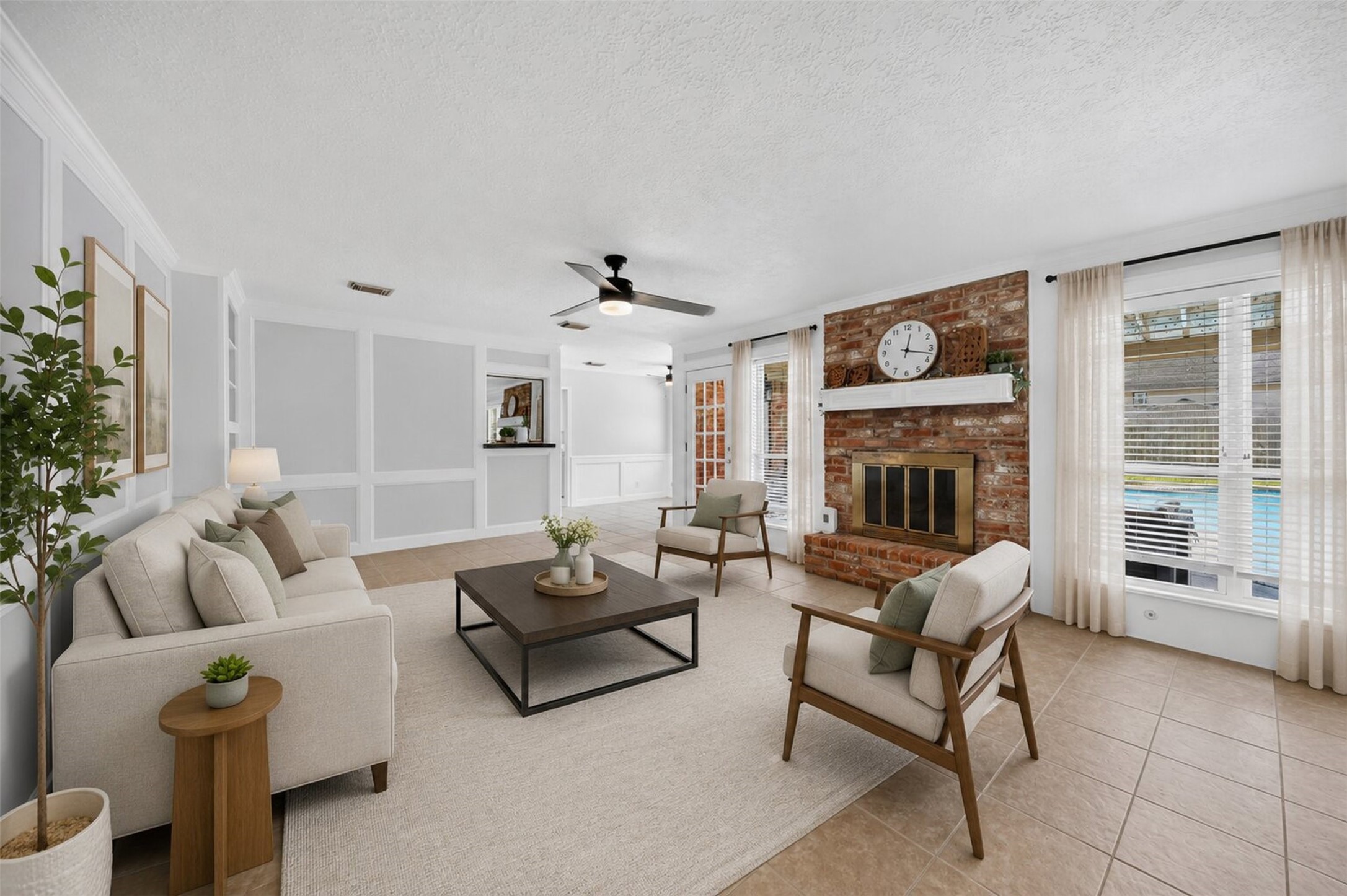 5211 Nodaway Lane Spring, TX 77379 - Photo 11 of 41 Digitally Enhanced Image. Alternate view of Family Room. Note windows looking into backyard Pool & Spa area.