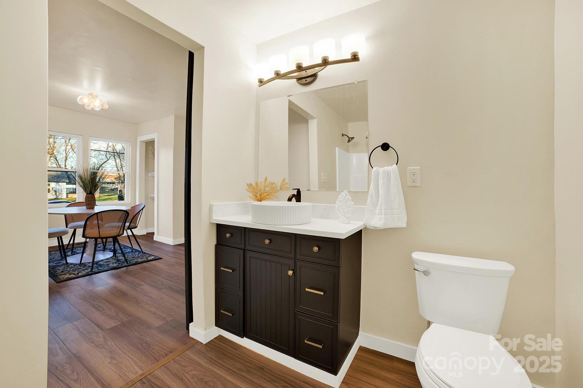 410 24th Street Southwest Hickory, NC 28602 - Photo 24 of 41 a bathroom with a toilet a sink and a mirror