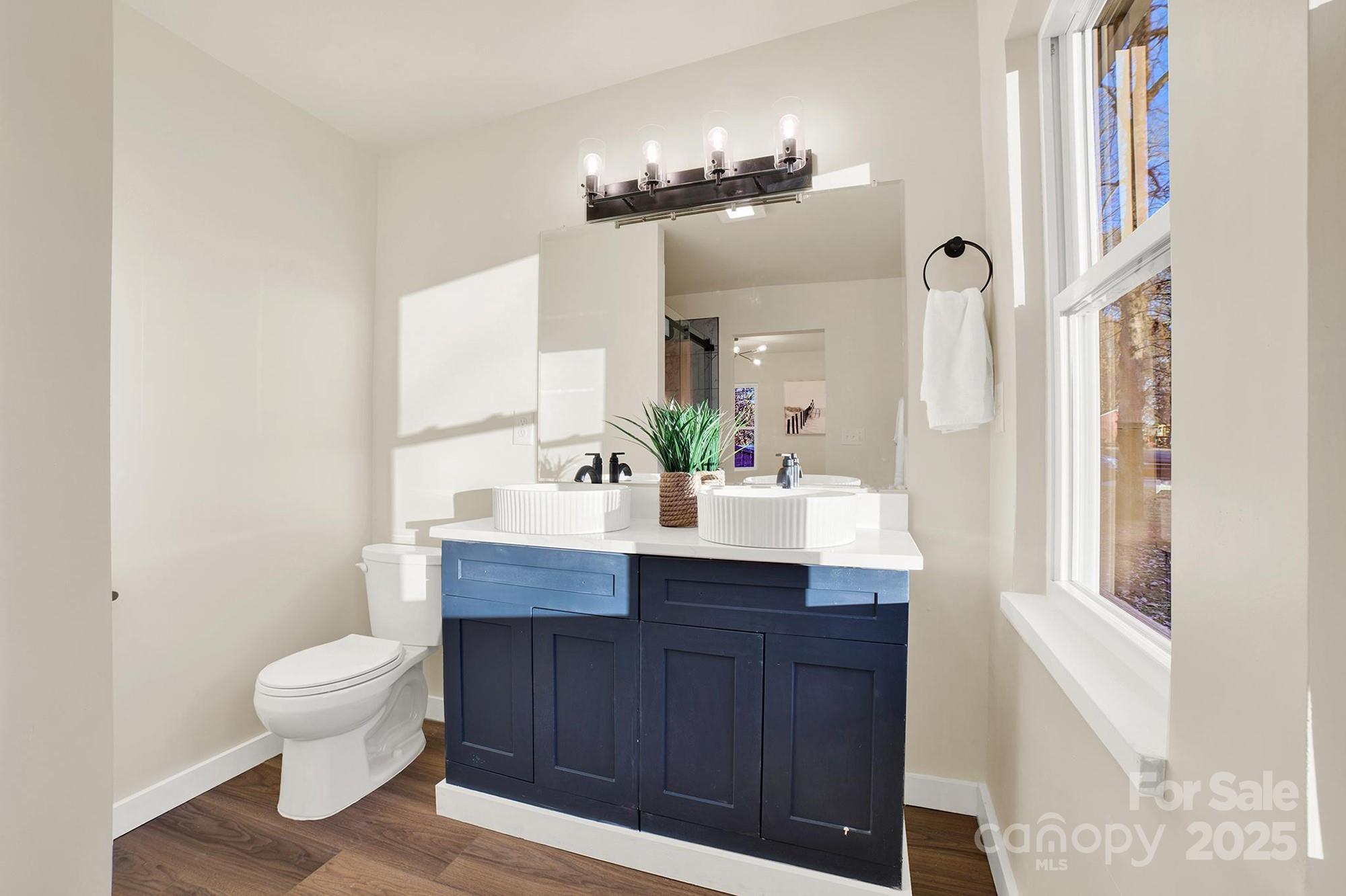 410 24th Street Southwest Hickory, NC 28602 - Photo 33 of 41 a bathroom with a toilet a sink and a mirror