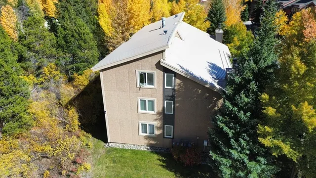 an aerial view of a house