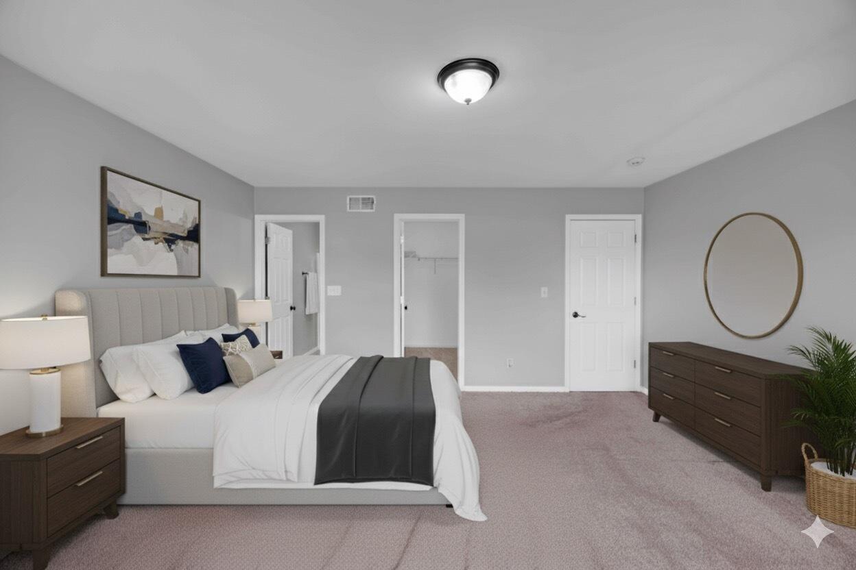 8461 Pierce Street Merrillville, IN 46410 - Photo 10 of 21 a bedroom with a bed and a chandelier