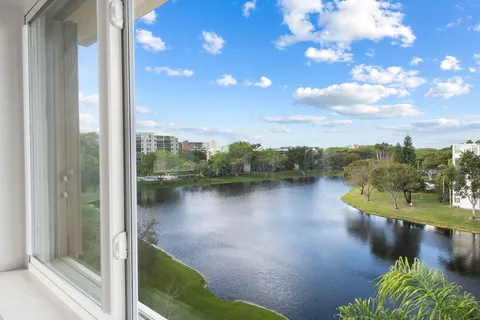 a view of a lake with outdoor space