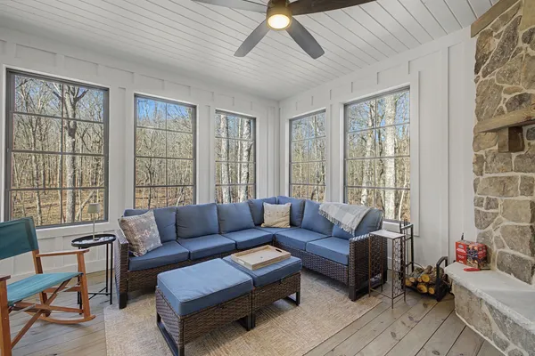 a view of cabinets and window