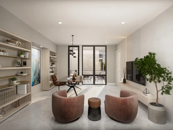 a living room with furniture