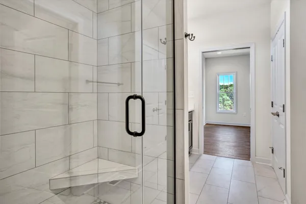 a bathroom that has a shower