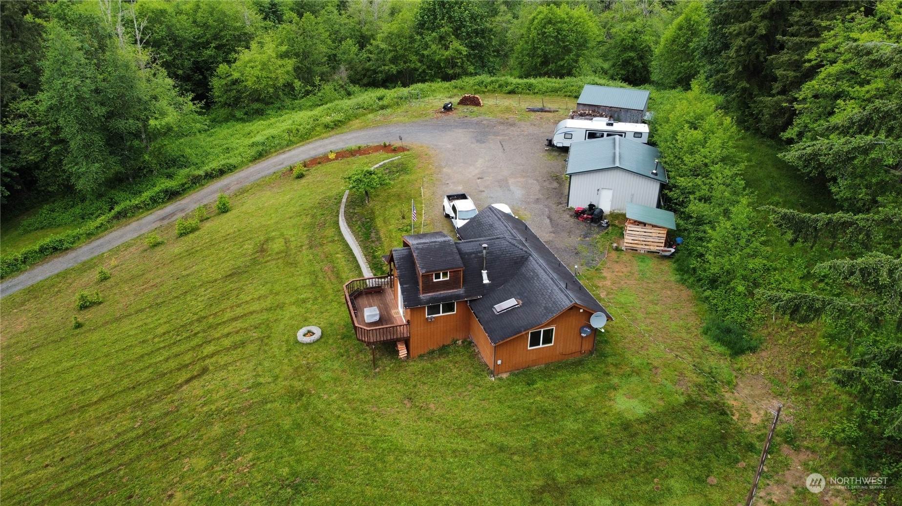 239 View Ridge Road Onalaska, WA 98570 - Photo 31 of 33 an aerial view of a house with garden space and street view
