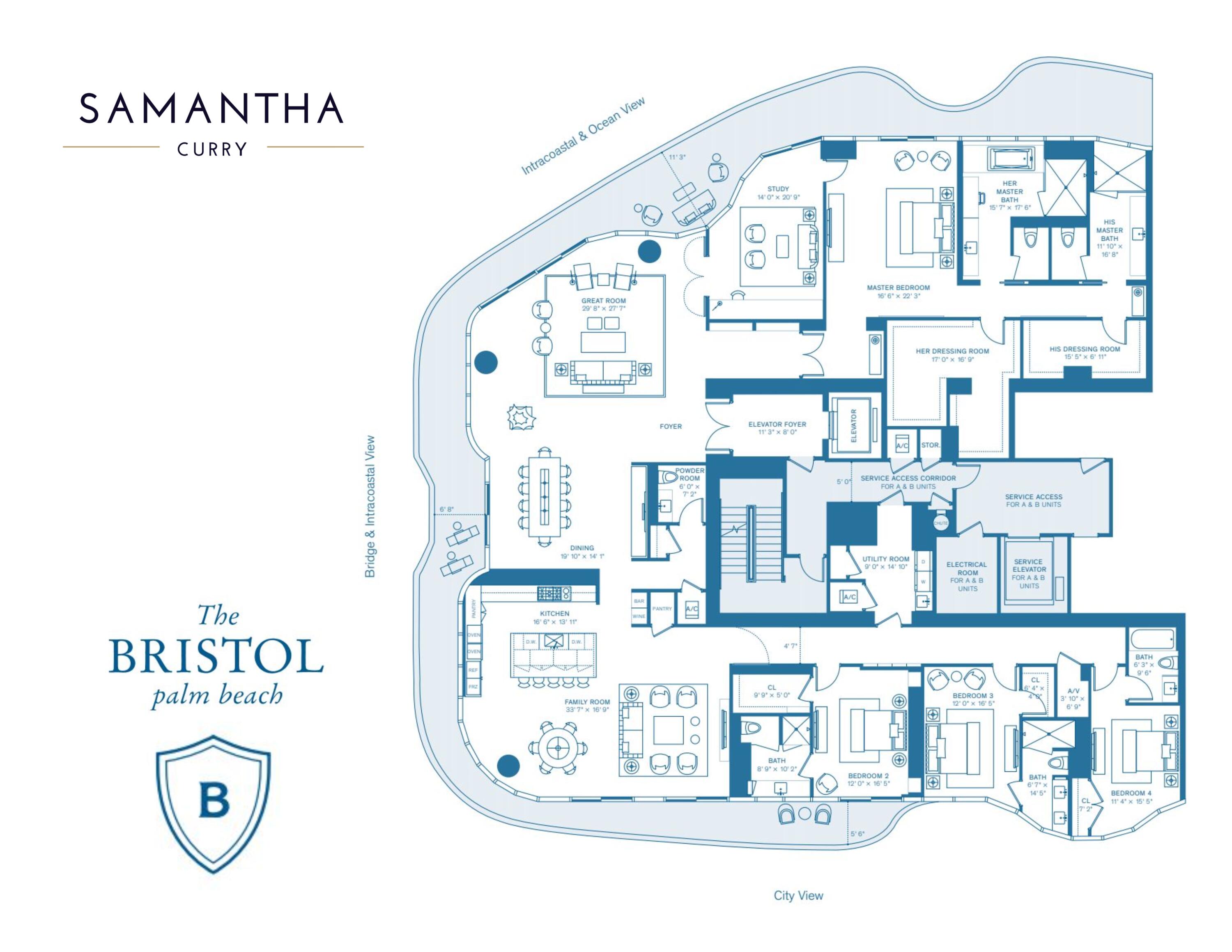 1100 South Flagler Drive, Unit 1801 West Palm Beach, FL 33401 - Photo 56 of 56 Bristol 1801 Floor Plan