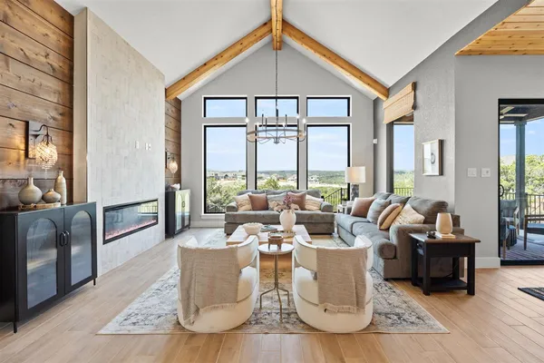 a view of room with window and furniture