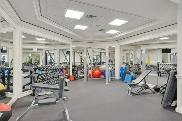 a view of a room with gym equipment