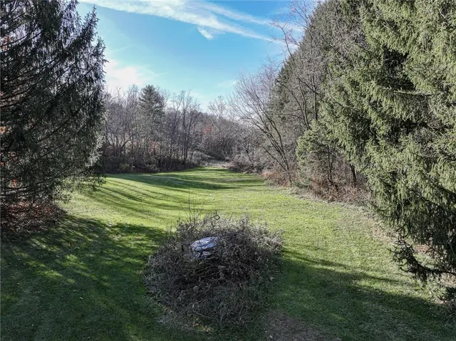 a view of a golf course with a garden