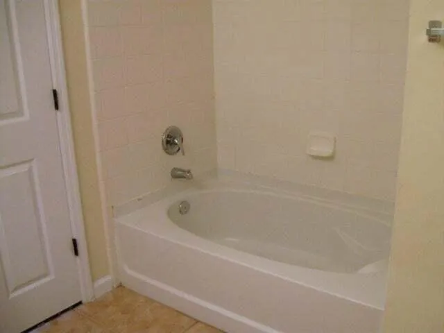 a bathroom with a bathtub