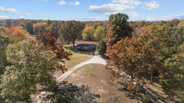 a view of a backyard of house with a mountain