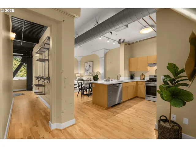 a living room with furniture potted plant and a chandelier