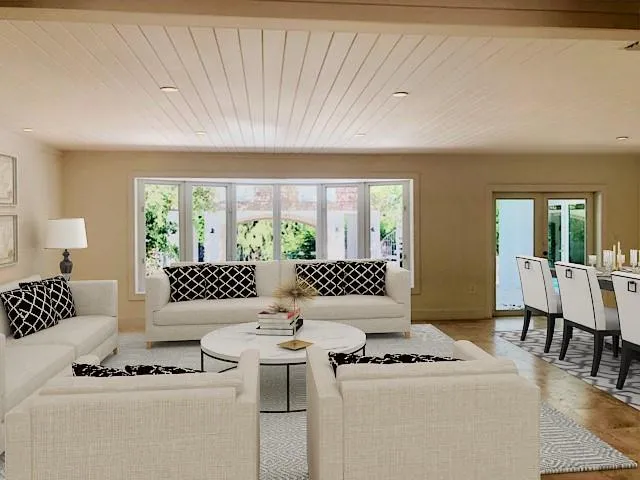 a living room with furniture and window