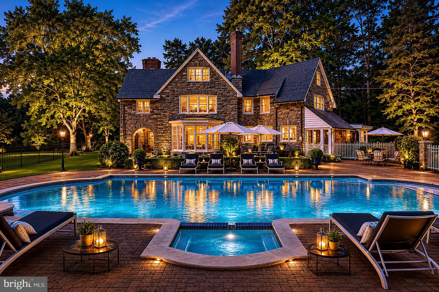 1209 Lenox Road Jenkintown, PA 19046 - Photo 1 of 45 Elegant home with serene poolside glow.