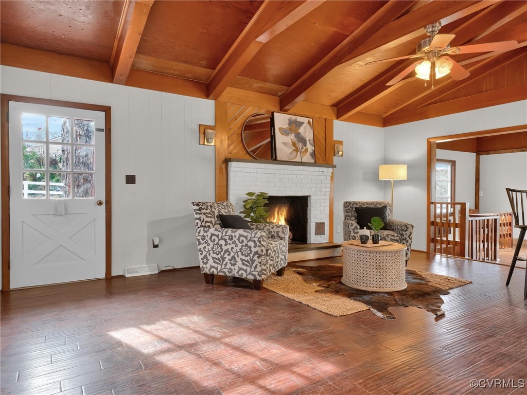 3 Lakeside Drive Columbia, VA 23038 - Photo 13 of 49 Living room with vaulted ceiling with beams, ceili