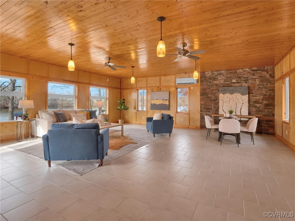 3 Lakeside Drive Columbia, VA 23038 - Photo 27 of 49 Tiled living room featuring wood ceiling, vaulted