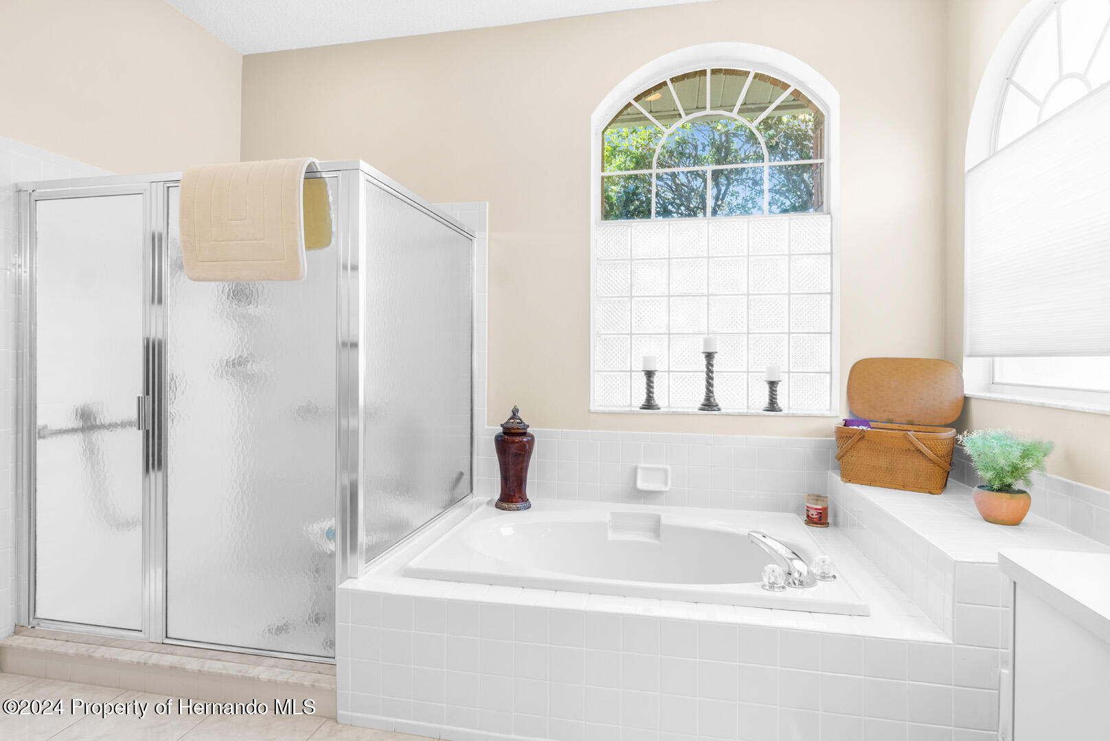 7424 Harvard Hills Place Spring Hill, FL 34606 - Photo 13 of 38 a bathroom with a sink a window and a shower