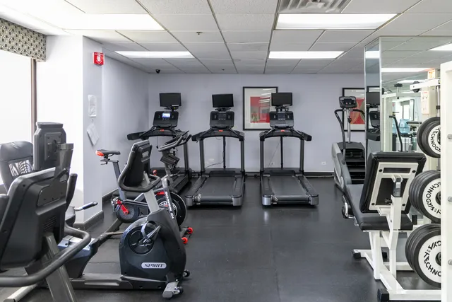 a view of a room with gym equipment
