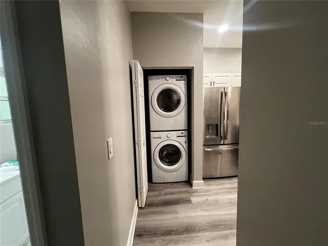 a view of washer and dryer in a utility room