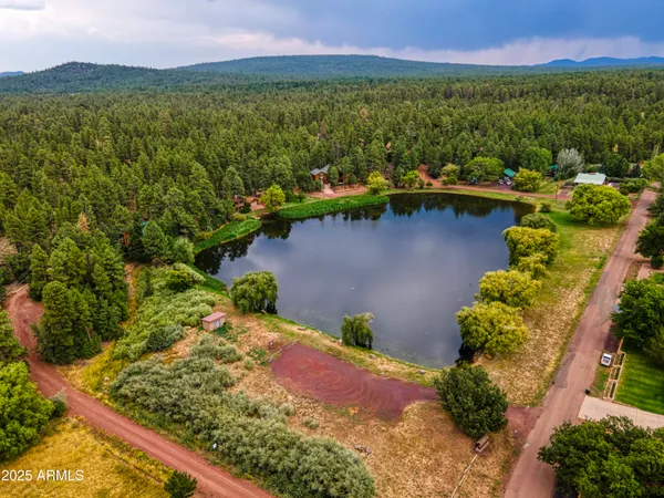 a view of a lake with a mountain in the background