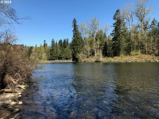 a view of lake with green space