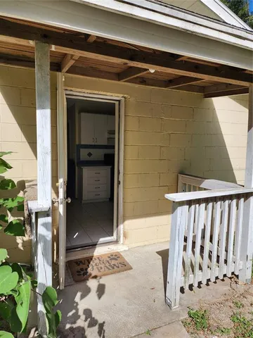 a view of wooden door