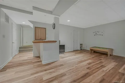 a view of a deck with furniture