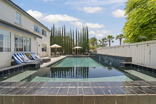 an aerial view of a house with outdoor space
