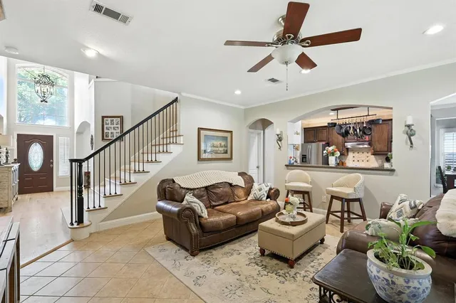 a living room with furniture