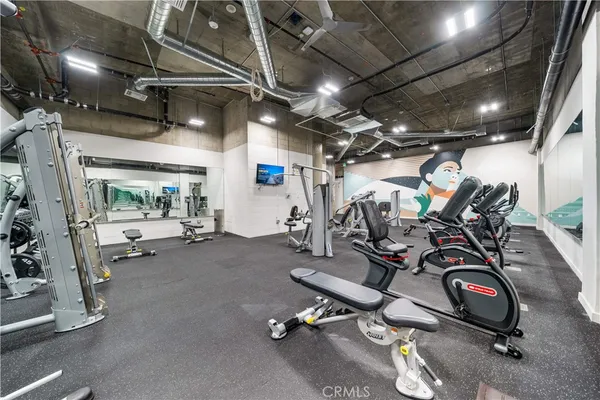 a view of a room with gym equipment
