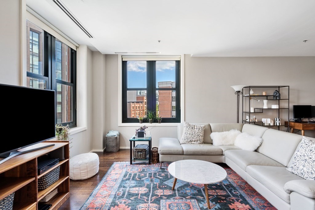 9 West Broadway, Unit 500 Boston, MA 02127 - Photo 6 of 21 a living room with furniture and a flat screen tv