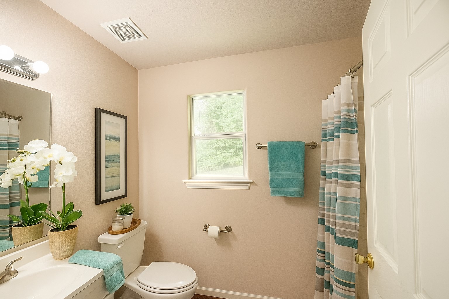 12595 Royal Springs Road Conroe, TX 77303 - Photo 17 of 26 a bathroom with a toilet sink and mirror