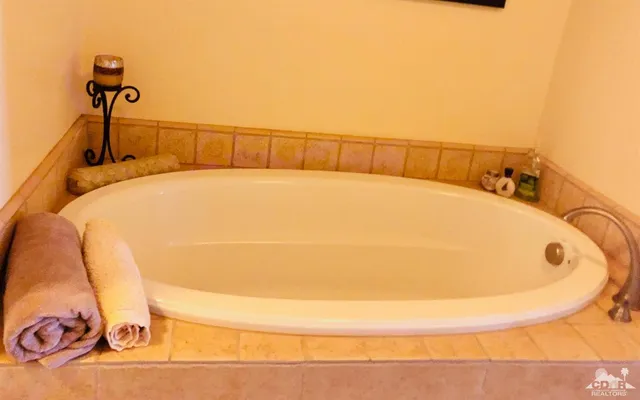 a bathroom with a bathtub