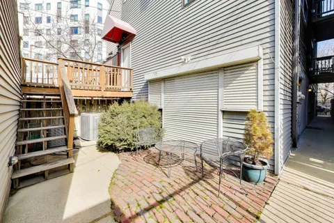 a view of a balcony with couch