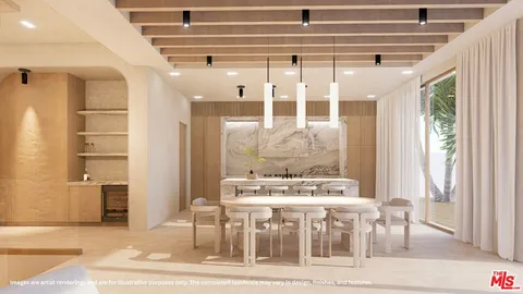 a room with furniture and view of dining room