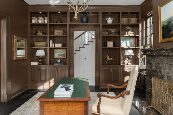 a kitchen with a stove and cabinets