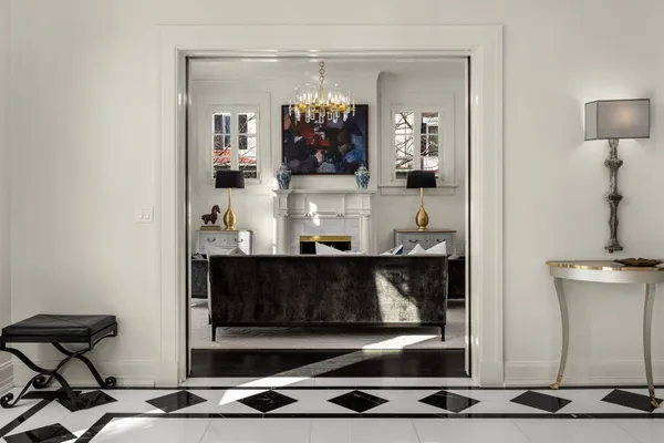 a kitchen with a stove and cabinets