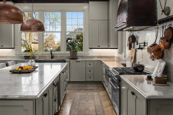 a living room with a couch and a potted plant