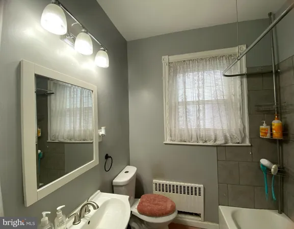 a bathroom with a sink mirror vanity and toilet