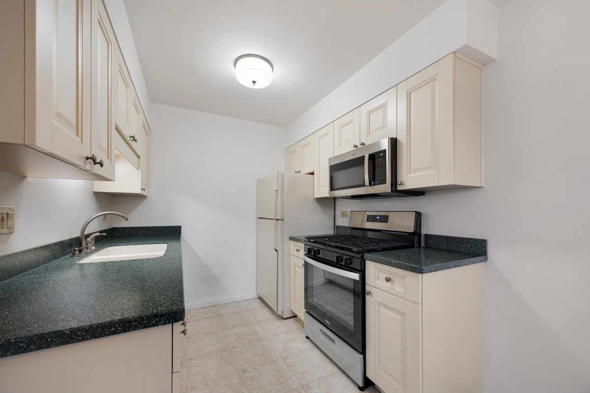 784 Leicester Road Elk Grove Village, IL 60007 - Photo 9 of 27 a kitchen with stainless steel appliances granite countertop a sink a stove and a microwave