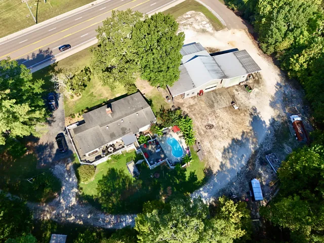 an aerial view of a house