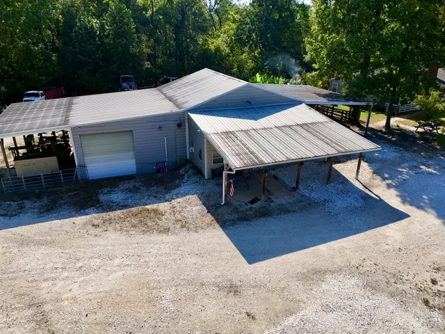 an outdoor space with furniture