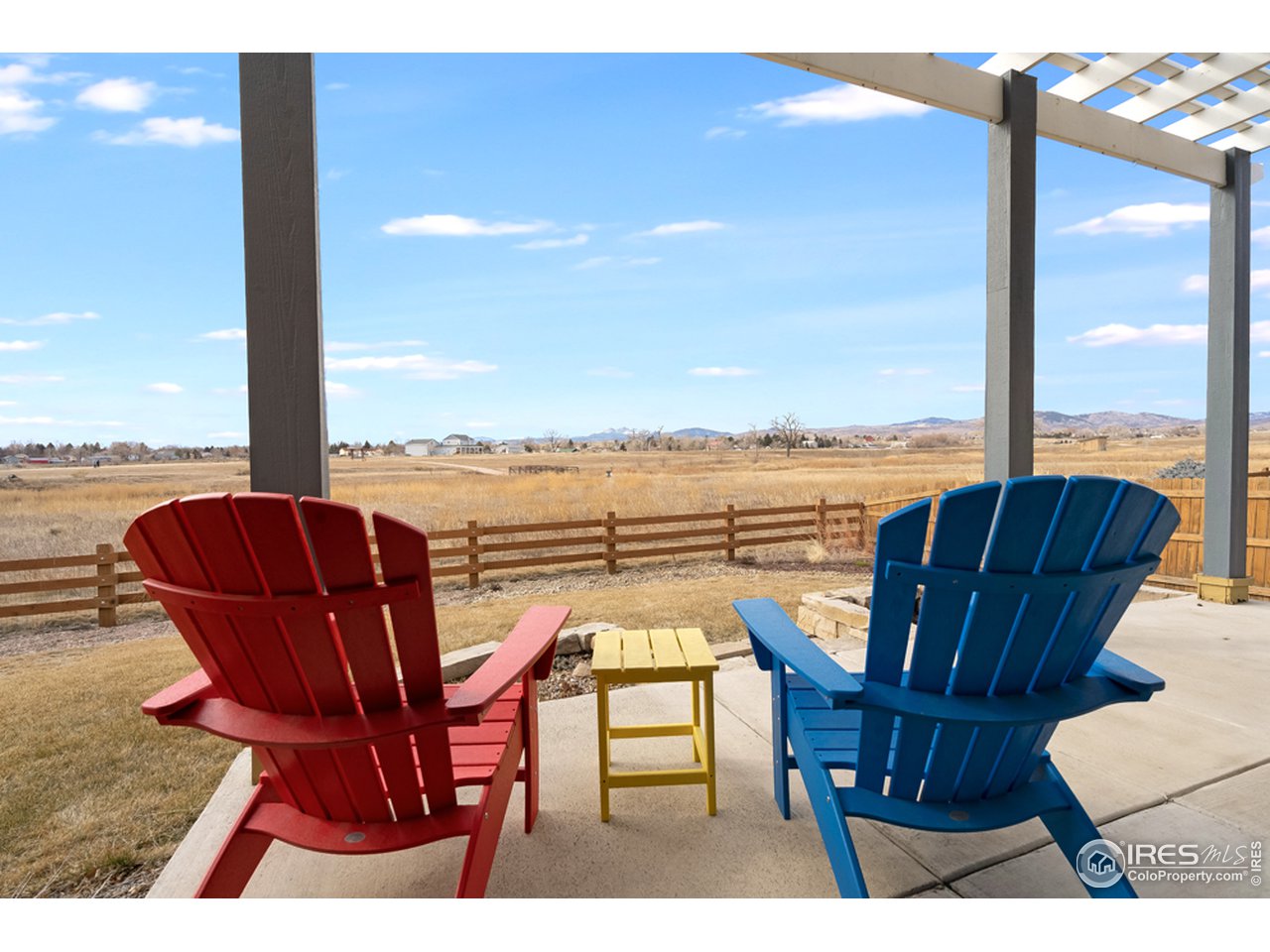 709 Snowy Plain Road Fort Collins, CO 80525 - Photo 36 of 40 Enjoy views of Pelican Marsh Natural area and Longs Peak while relaxing on the back patio under the pergola.