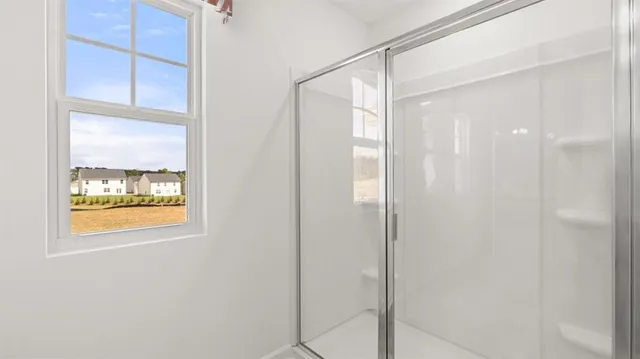 a bathroom with a bathtub